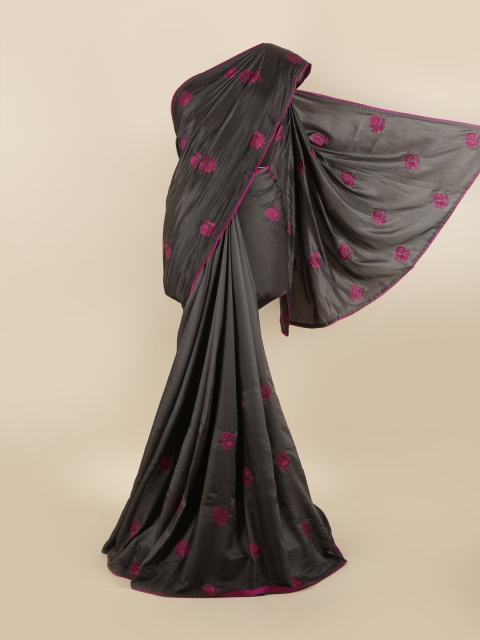 

Pothys Grey & Pink Beads and Stones Silk Blend Saree