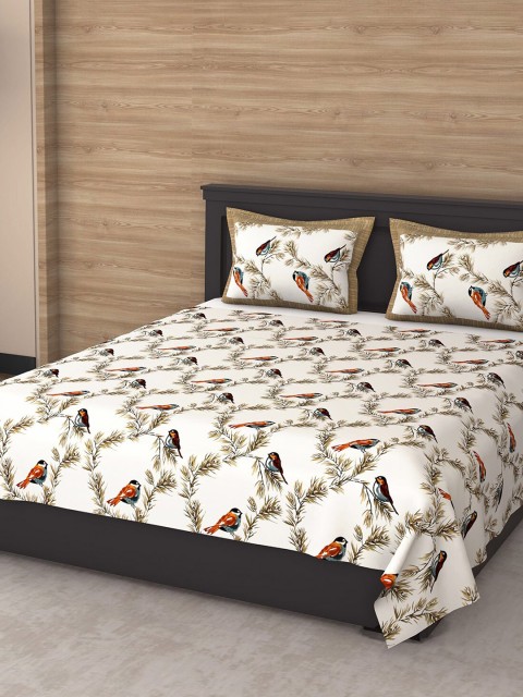 

Varde White & Black Ethnic Motifs 144 TC King Bedsheet with 2 Pillow Covers