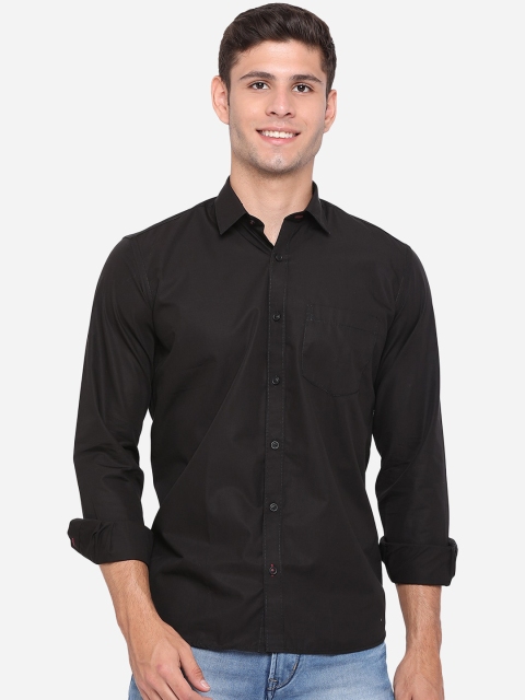 

JADE BLUE Men Black Slim Fit Opaque Pure Cotton Casual Shirt