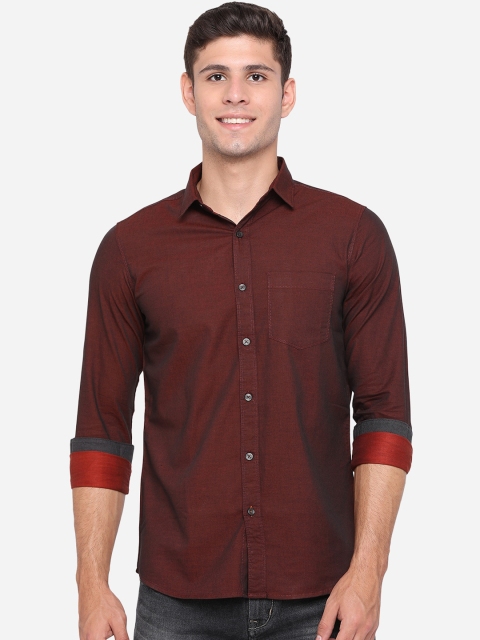 

JADE BLUE Men Red Slim Fit Opaque Pure Cotton Casual Shirt