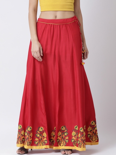 

Charitra Women Red & Yellow Printed Flared Maxi Skirt