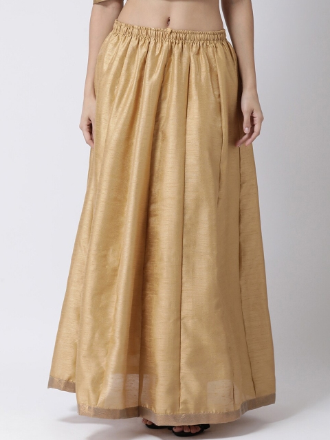 

Charitra Women Gold-Coloured Solid Flared Maxi Skirt