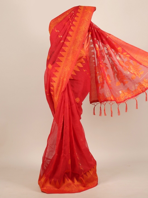 

Pothys Red & Orange Woven Design Jute Silk Saree