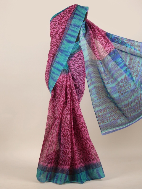 

Pothys Pink & Blue Floral Saree