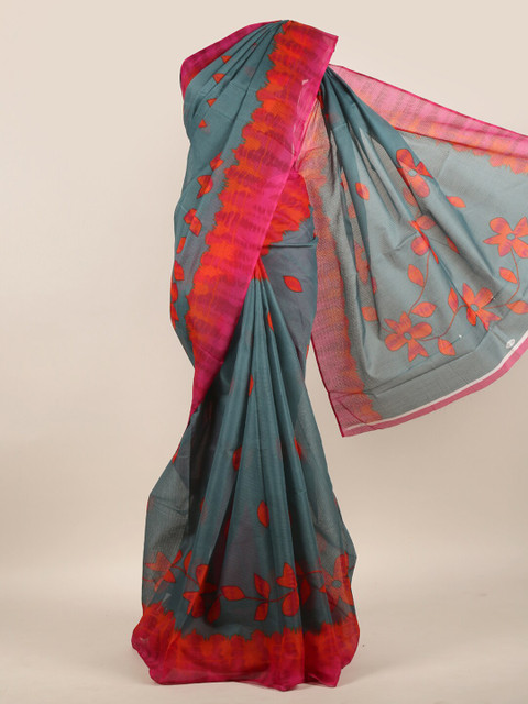 

Pothys Grey & Red Floral Saree