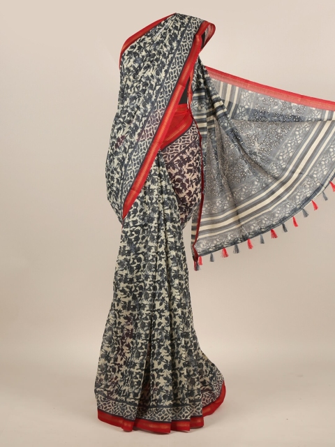

Pothys Blue & White Floral Saree