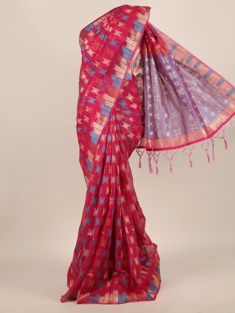 

Pothys Magenta & Blue Woven Design Jute Silk Saree