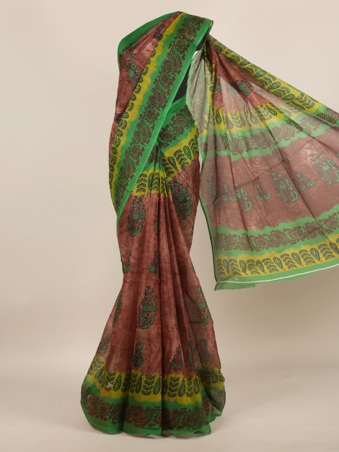 

Pothys Brown & Yellow Floral Saree