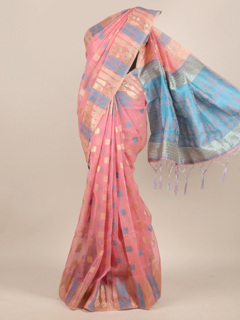 

Pothys Pink & Blue Jute Silk Saree