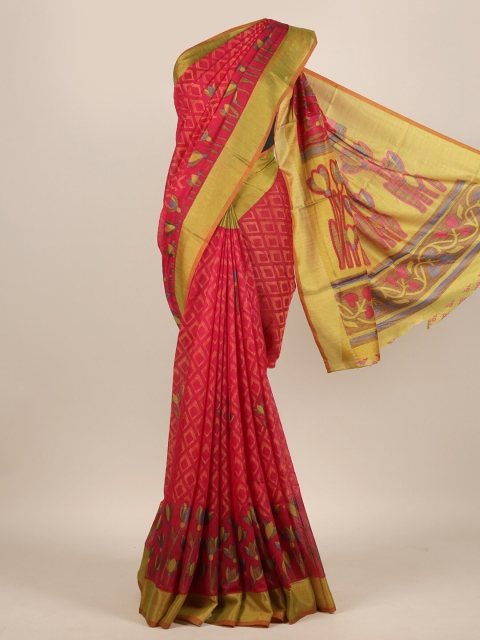 

Pothys Magenta & Gold-Toned Jute Silk Saree