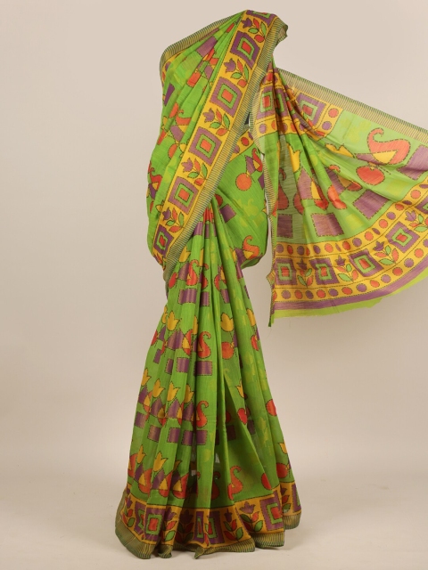 

Pothys Green & Red Jute Silk Saree
