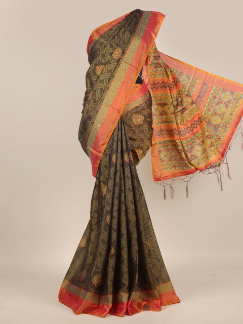 

Pothys Grey & Rose Woven Design Jute Silk Saree