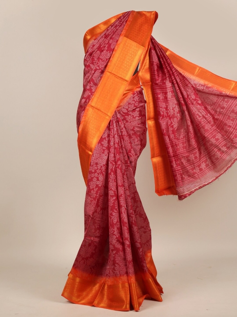 

Pothys Maroon & Orange Woven Design Zari Heavy Work Saree