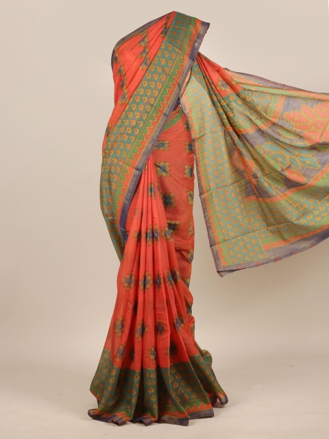 

Pothys Coral & Violet Jute Silk Saree