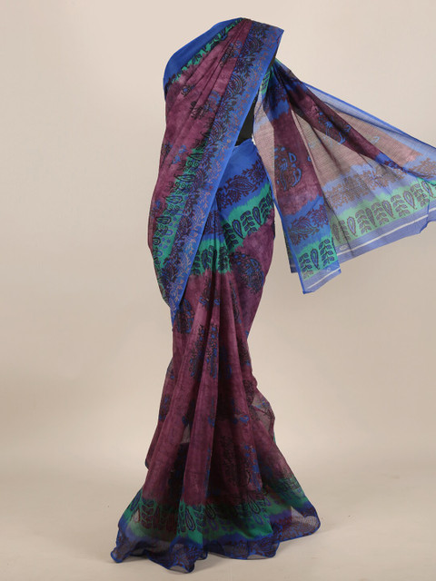 

Pothys Purple & Blue Floral Saree