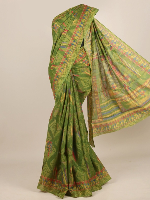 

Pothys Green & Red Jute Silk Saree