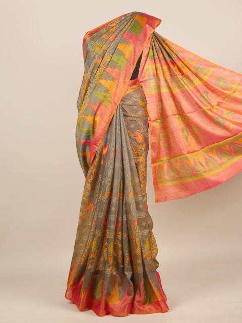

Pothys Grey & Rose Woven Design Jute Silk Saree