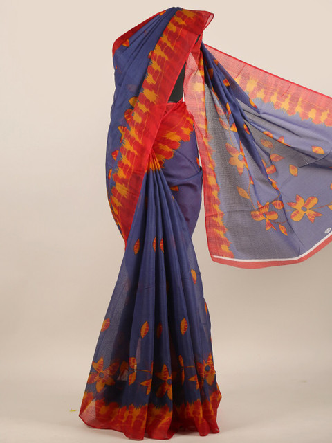 

Pothys Blue & Red Floral Saree