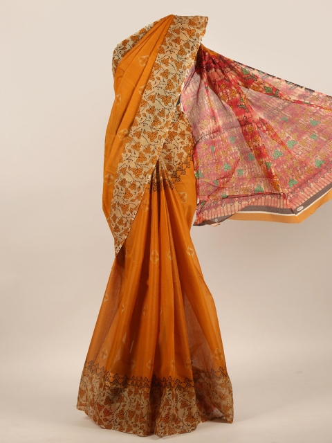 

Pothys Mustard & Red Floral Saree