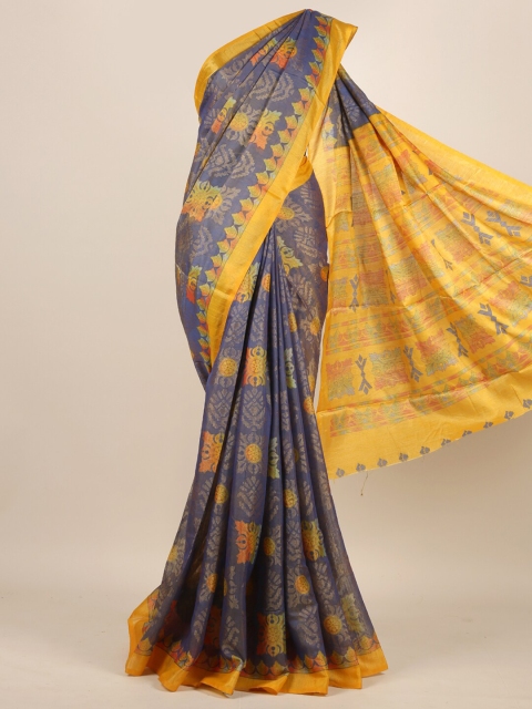 

Pothys Black & Yellow Ethnic Motifs Zari Jute Silk Saree