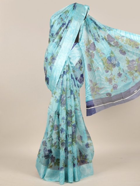 

Pothys Blue & Green Floral Zari Saree