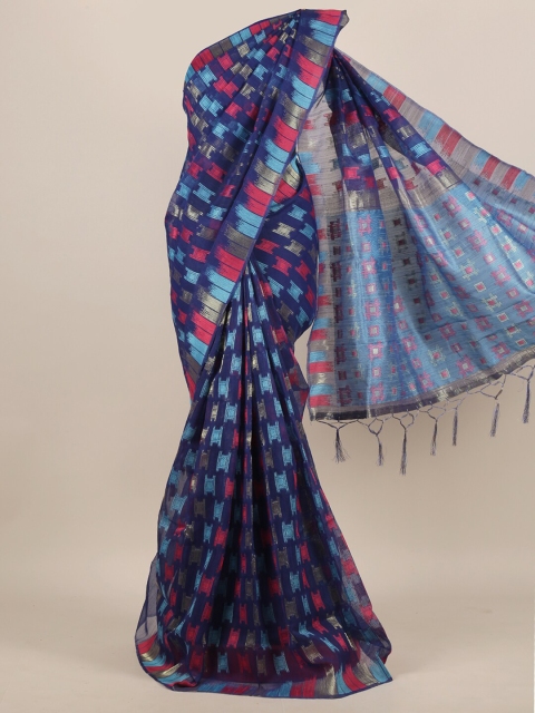 

Pothys Blue & Magenta Jute Silk Saree