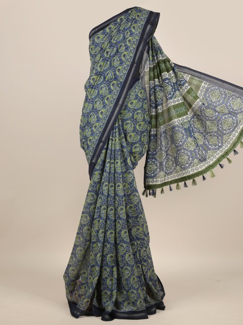 

Pothys Blue & Green Floral Zari Saree