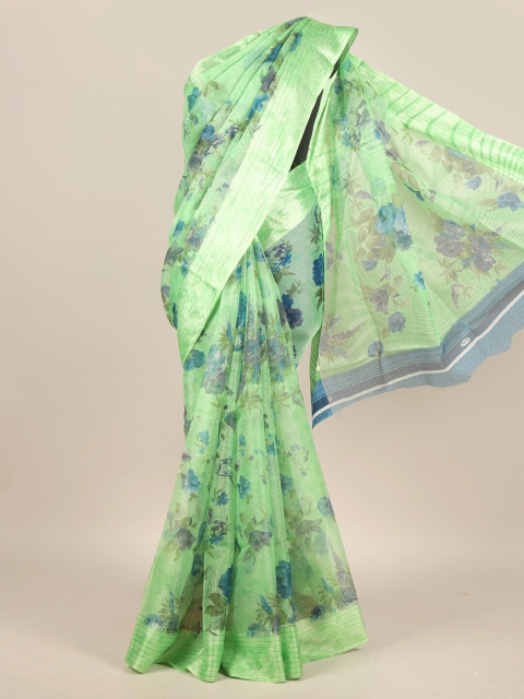 

Pothys Green & Blue Floral Zari Saree