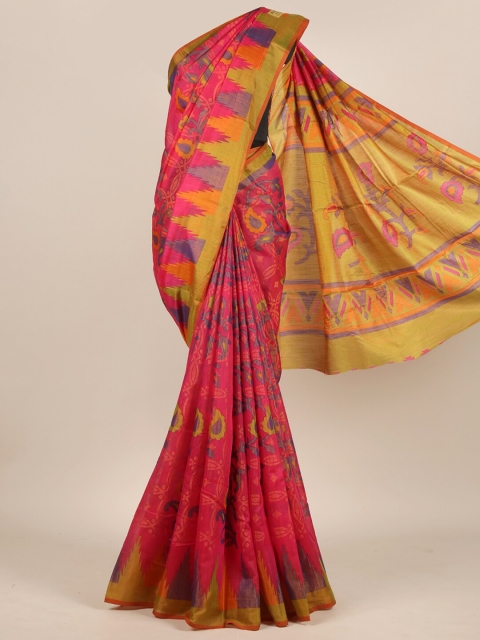 

Pothys Magenta & Green Floral Jute Silk Saree