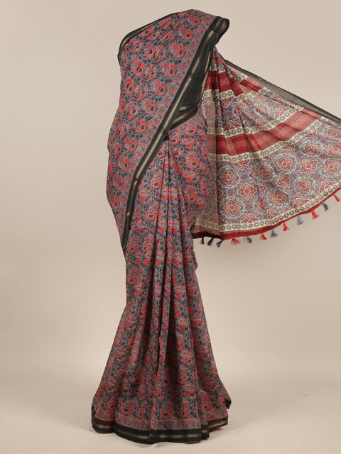 

Pothys Grey & Red Floral Saree