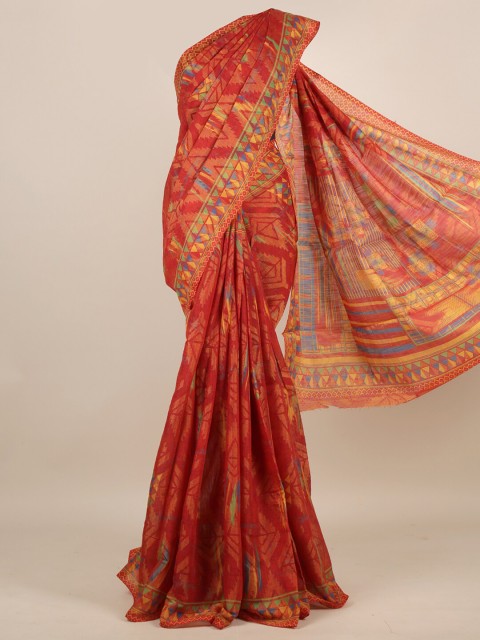 

Pothys Rust & Green Jute Silk Saree