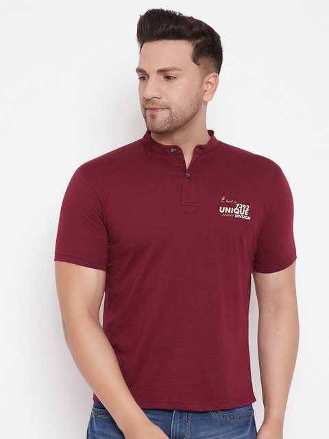 

HARBORNBAY Men Maroon Pure Cotton T-shirt