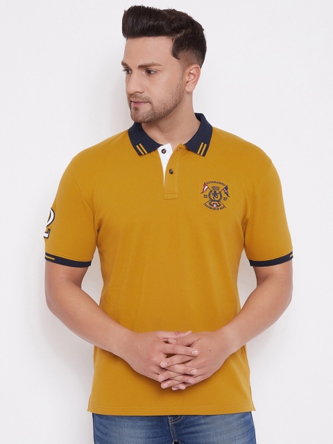 

HARBORNBAY Men Mustard Yellow Polo Collar Pure Cotton T-shirt