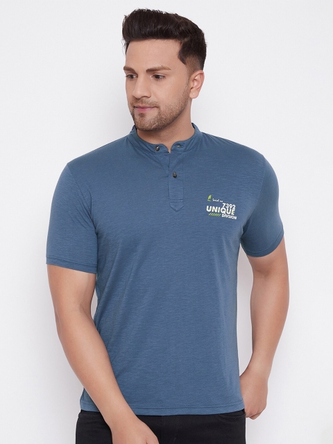 

HARBORNBAY Men Blue Pure Cotton T-shirt