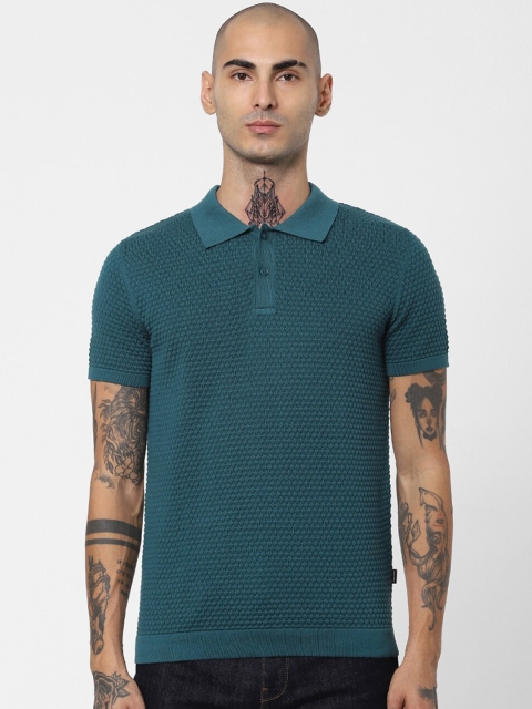

Jack & Jones Men Green Polo Collar Slim Fit T-shirt