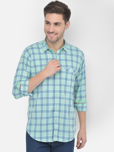 

COBB Men Green Slim Fit Tartan Checks Checked Casual Shirt