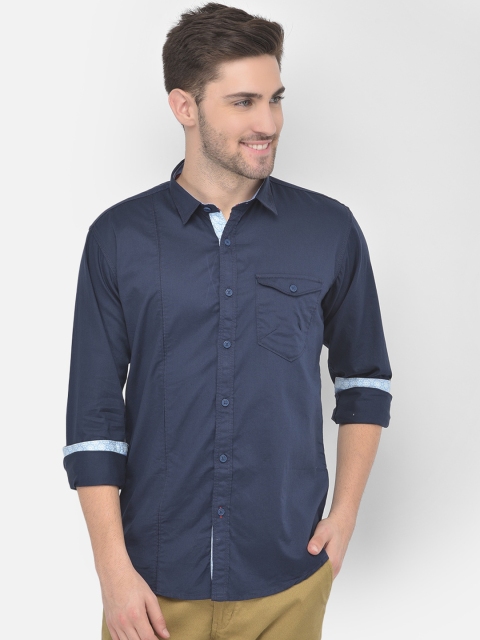 

COBB Men Navy Blue Slim Fit Casual Shirt