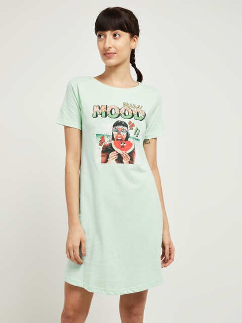 

max Women Green Graphic Printed Sleep Shirt