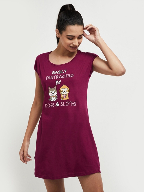 

max Burgundy Printed Nightdress