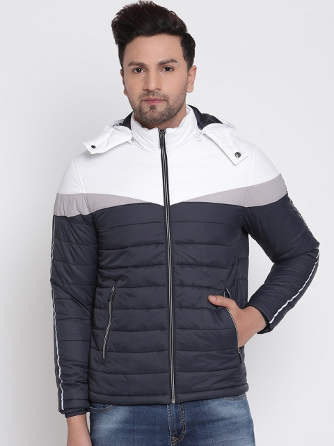 

METTLE Men Navy Blue Colourblocked Puffer Jacket