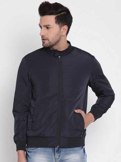 

METTLE Men Navy Blue Bomber Jacket