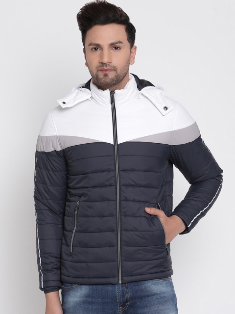 

METTLE Men Navy Blue Colourblocked Puffer Jacket