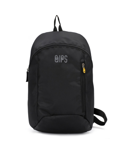 

QIPS Unisex Black Brand Logo Backpack
