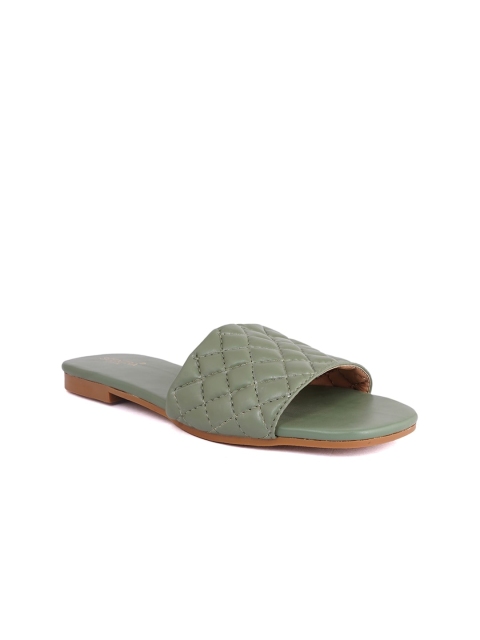 

SCENTRA Women Green Textured Open Toe Flats