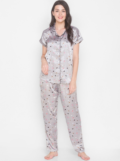 

AV2 Women Grey & Brown Printed Night Suit