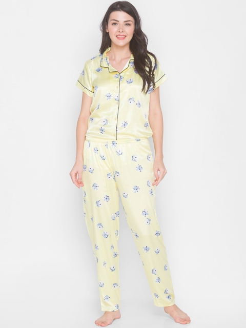 

AV2 Women Yellow & Grey Printed Night suit