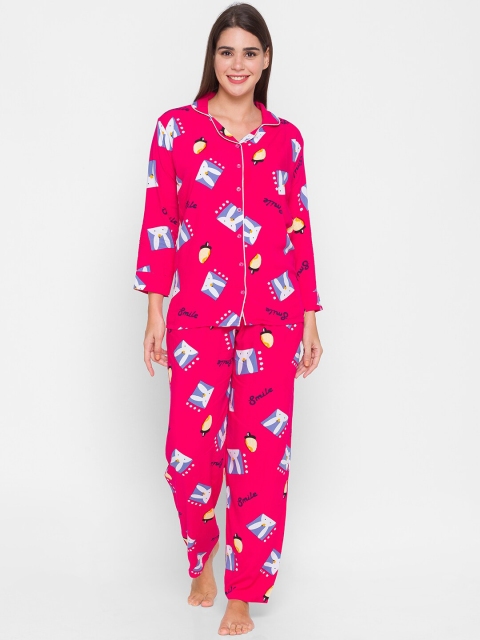 

AV2 Women Pink & Blue Printed Night suit