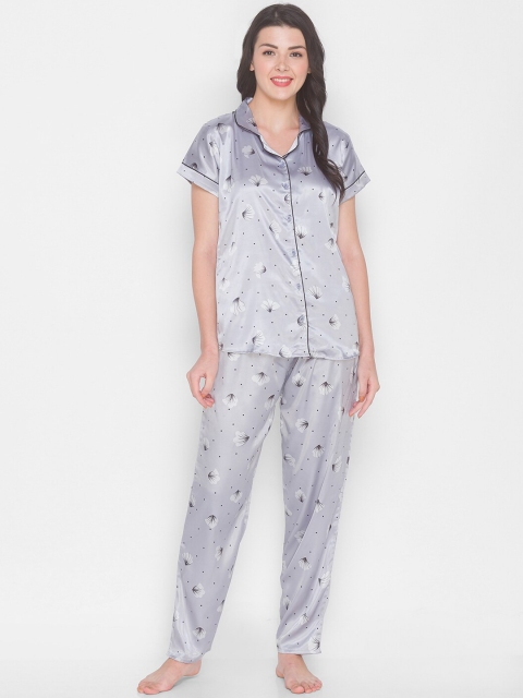 

AV2 Women Grey & White Printed Night Suit