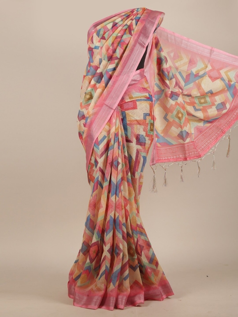 

Pothys Multicoloured Linen Blend Saree, Multi