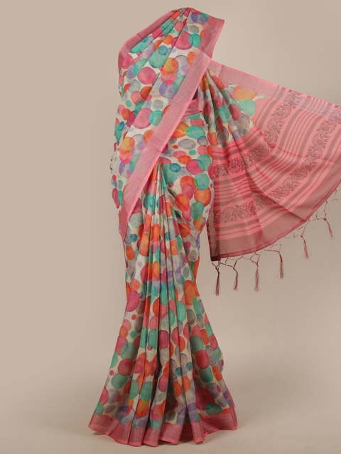 

Pothys Multicoloured Linen Blend Saree, Multi
